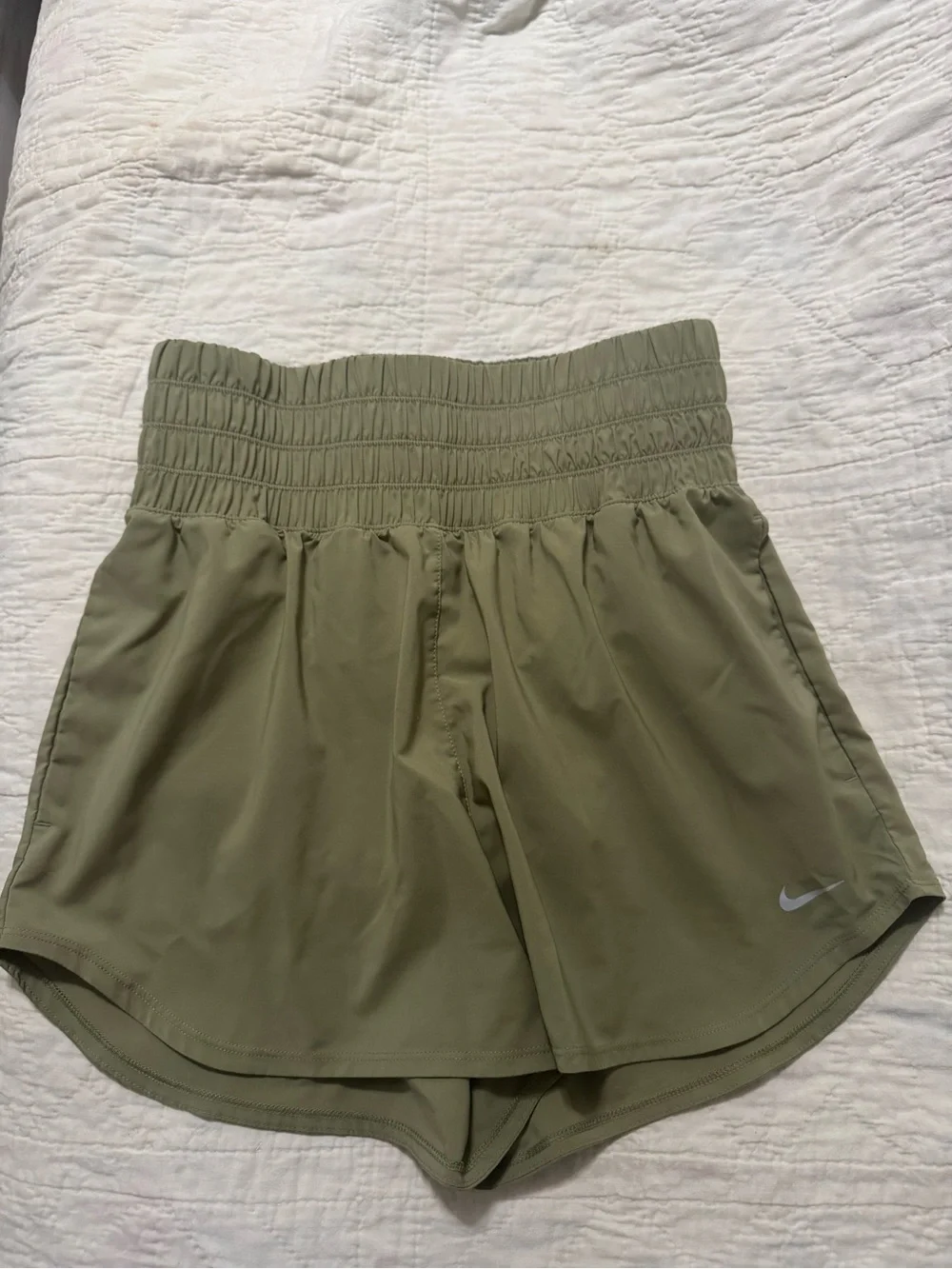 Nike Women's One Dri-Fit Ultra High Waist 3” Olive Green Athletic Shorts